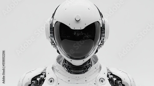 Close-up of a futuristic robot head.