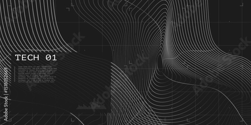 Futuristic mesh wireframe background with lines and grids. Abstract grid structure. Digital topography. Tech style. UI, HUD, and data design.