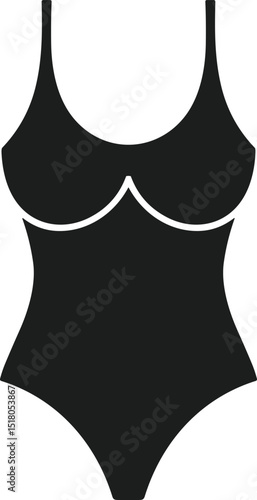 One-Piece Swimsuit Silhouette – Elegant Swimwear Vector for Summer Fashion and Beach Design