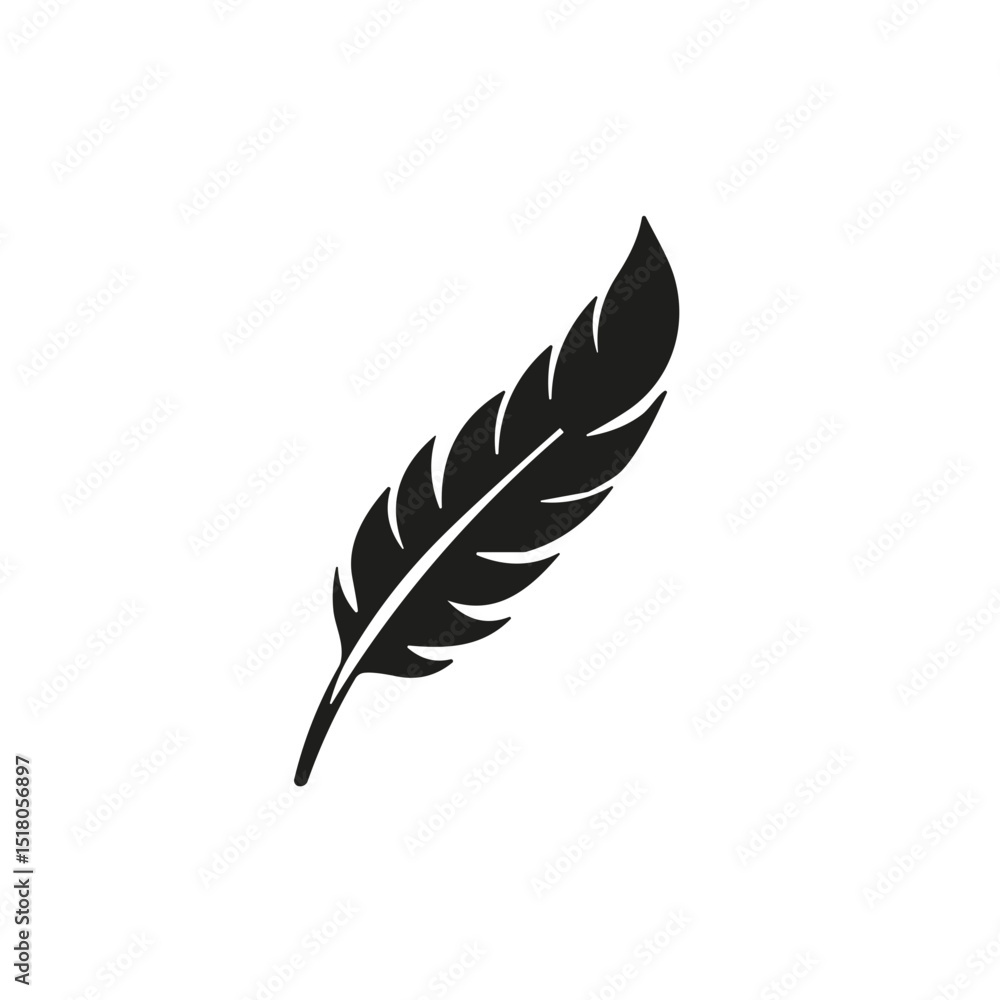 Fototapeta premium Simple feather icon in black and white, for stationery design