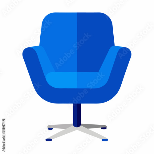 Modern blue leather swivel armchair vector icon on white background.