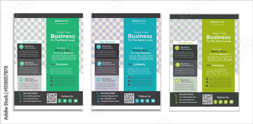 a bundle of 3 templatesbusiness  flyer design, in blue color, and modern design,marketing,business proposal, promotion, advertise, publication and editable vector template design.
