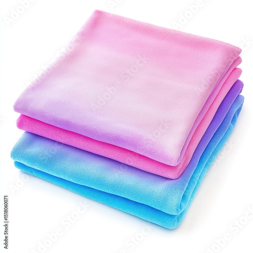 Soft microfiber towels in vibrant colors, featuring gradient design of pink and blue hues. Perfect for swimming, beach outings, or gym use, these compact towels are both stylish and functional