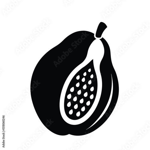 Papaya Fruit Silhouette Vector Icon Design A Simple Clean and Modern Graphic Illustration for Tropical Fruit Food and Healthy Lifestyle Concepts