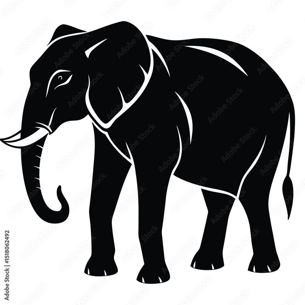 Fototapeta premium elephant black and white silhouette minimalist