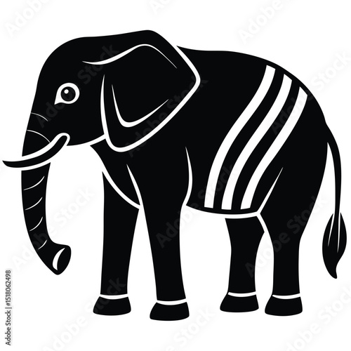 elephant black and white illustration simple