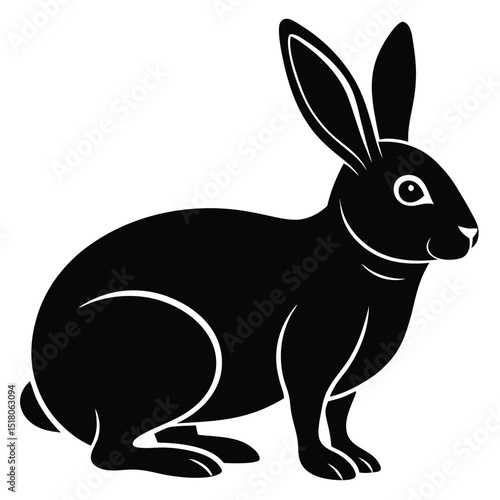 rabbit silhouette black and white simple minimalist