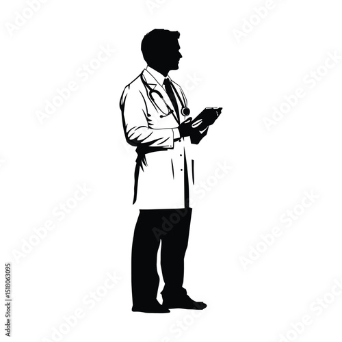 A doctor attending a professional development silhouette of simple minimal vector