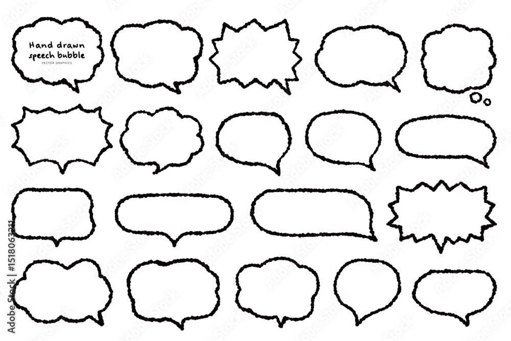 Obraz premium 黒線フリーハンドふきだし素材