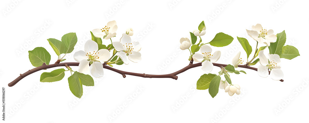 Obraz premium Aesthetic floral illustration featuring blooming white flowers on dark background