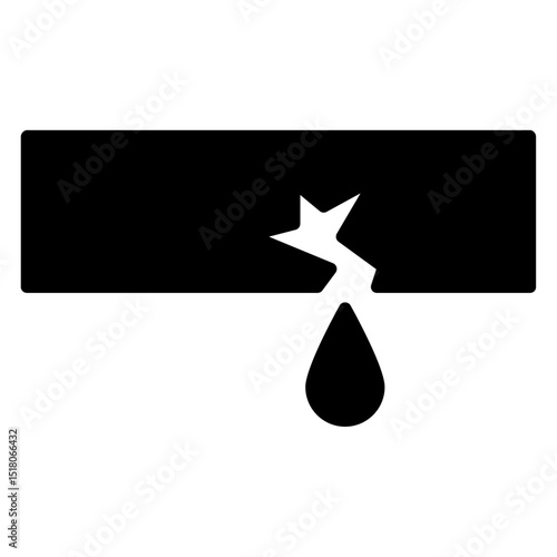 Broken pipe icon Flat outline fill black and white