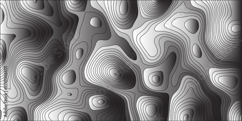 An abstract, grayscale background with three-dimensional, volumetric contour lines that create the illusion of a sculpted, undulating topographic landscape. The lines define raised and recessed areas.