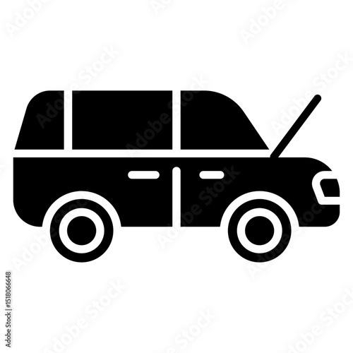 Car diagnostic icon Flat outline fill black and white