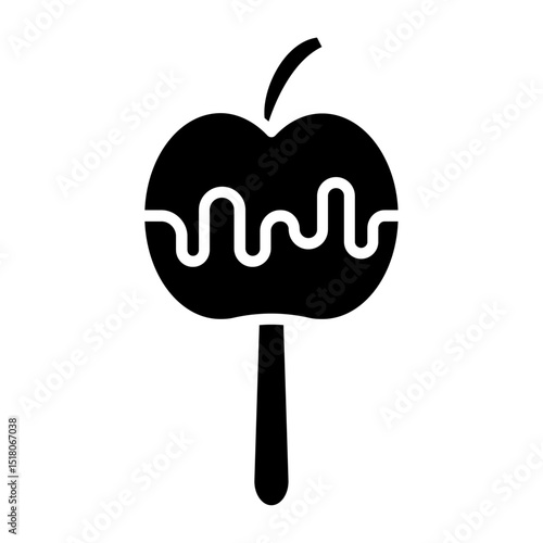Caramelized apple icon Flat outline fill black and white