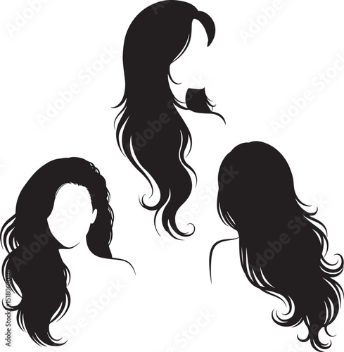 Hairstyles for women silhouette vector illustration
