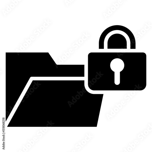 Confidential Project icon Flat outline fill black and white