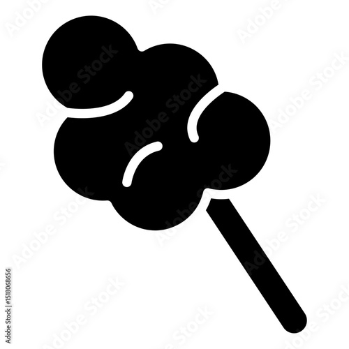 Cotton candy icon Flat outline fill black and white