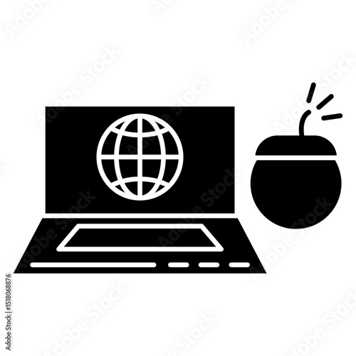 Ddos icon Flat outline fill black and white