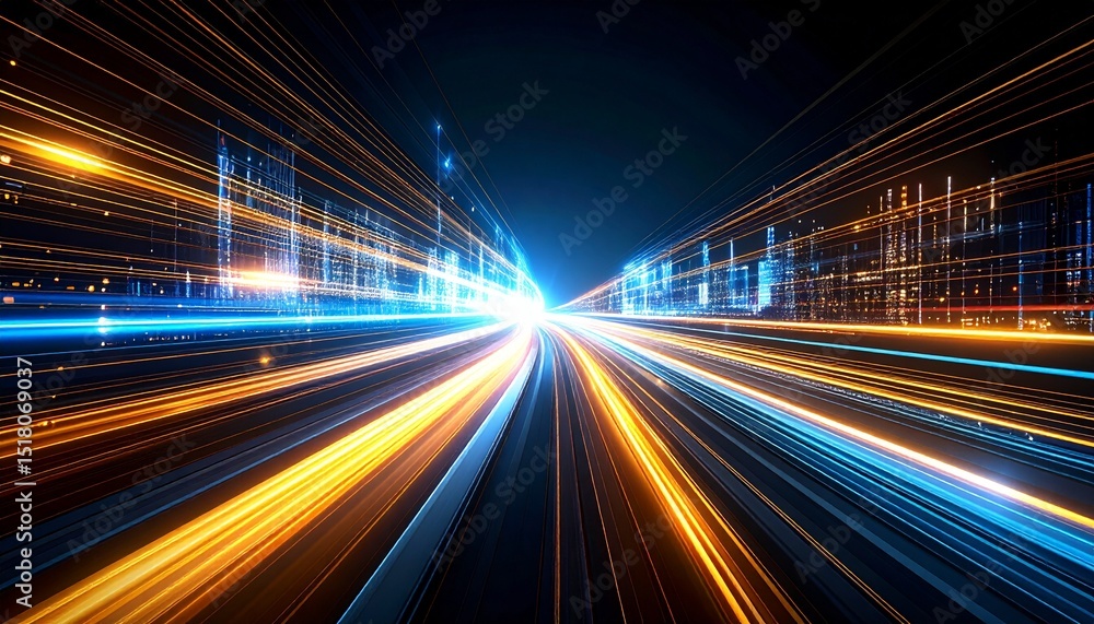 Fototapeta premium An abstract visual representation of technology with streaks of light streaming forward