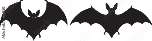 Flying Halloween bat silhouette vector illustration