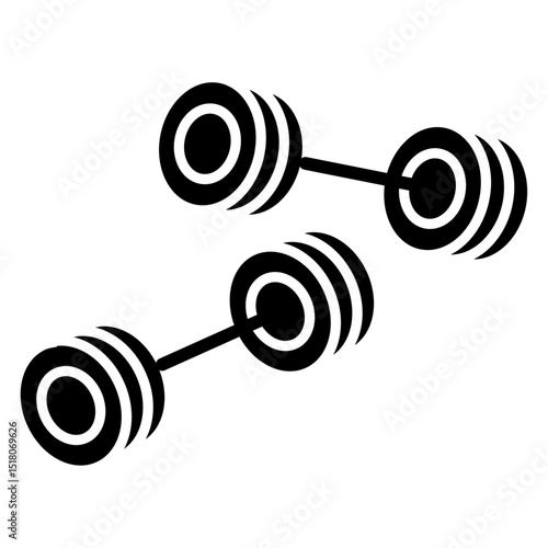 Dumbbell pair icon Flat outline fill black and white