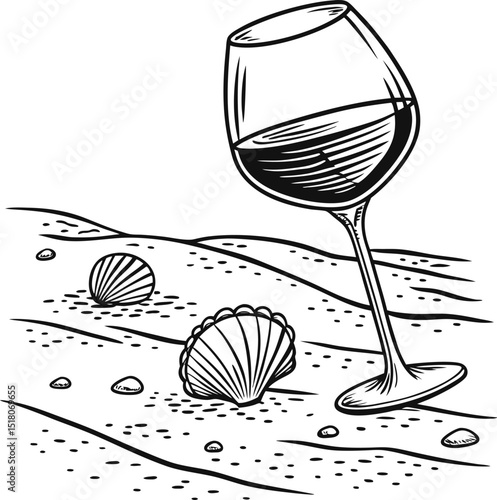 Isolated glasses of red and white wine, a bottle, and celebratory champagne flutes illustrate beverages for a party