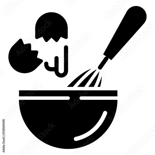 Egg beating icon Flat outline fill black and white