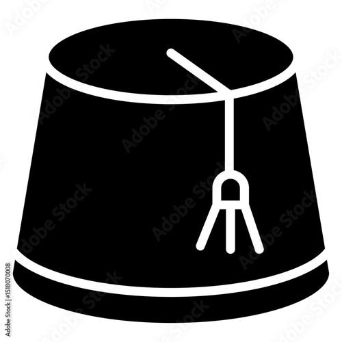 Fez hat icon Flat outline fill black and white