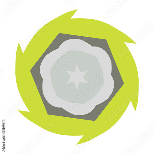 recycle symbol on green leaf
