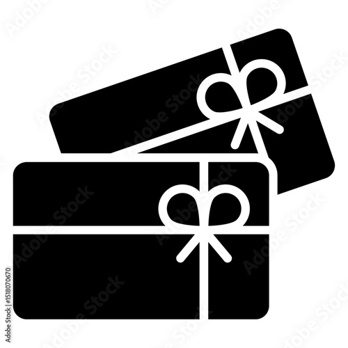 Gift card icon Flat outline fill black and white