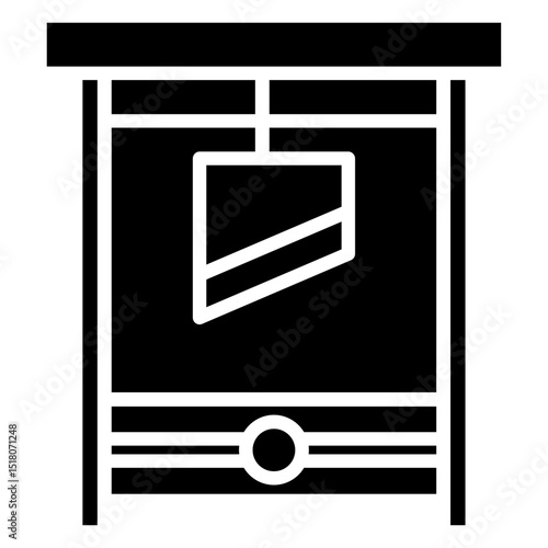 Guillotine icon Flat outline fill black and white