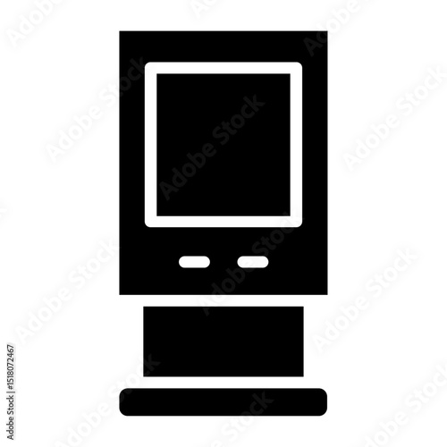 Kiosk icon Flat outline fill black and white