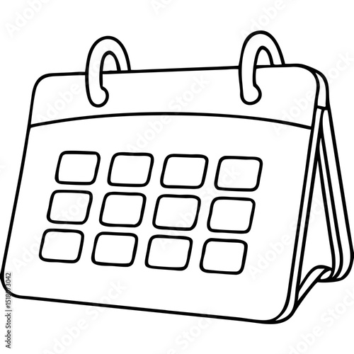 Line Art Calendar Illustration for Planning Tools, Scheduling Resources, Digital Products, Education Websites, and Graphic Design Projects  
