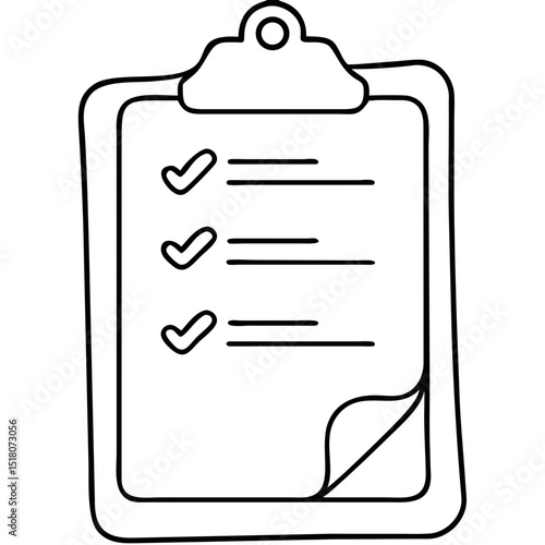 Line Art Clipboard with Checklists for Organizational Tools, Planning Websites, Project Management, Educational Materials, and Business Presentations  