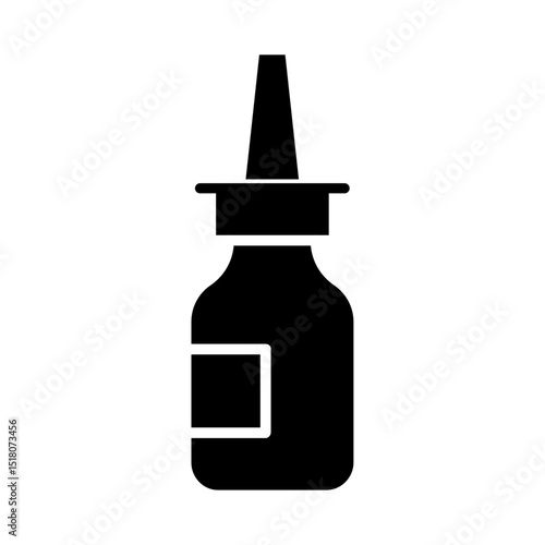 Nasal spray bottle icon Flat outline fill black and white