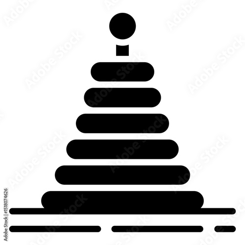 Pyramid Toy icon Flat outline fill black and white