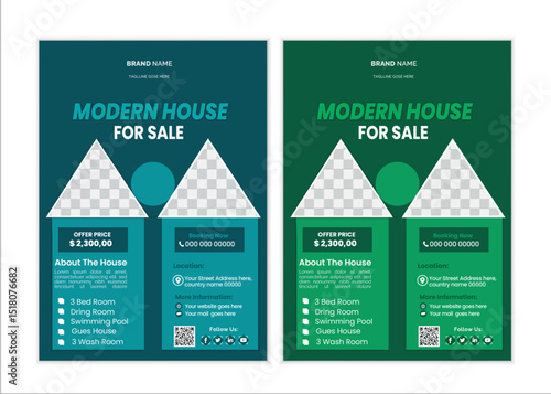 a bundle of 3 templates house sale flyer design, in blue color, and modern design,marketing,business proposal, promotion, advertise, publication and editable vector template design.