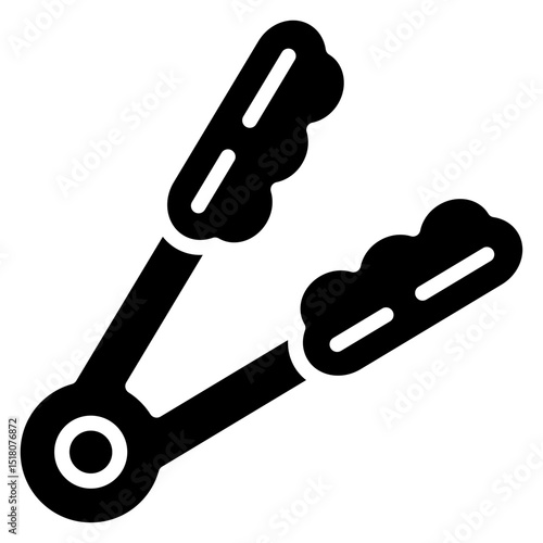 tongs icon Flat outline fill black and white