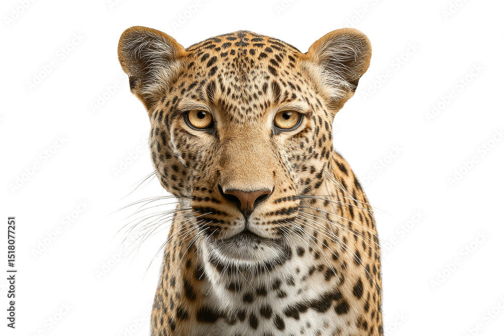 Fototapeta premium PNG Close-up of a leopard staring intently on a black background