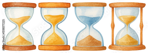 PNG Colorful vintage hourglass collection, element set on transparent background