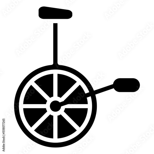 Unicycle icon Flat outline fill black and white