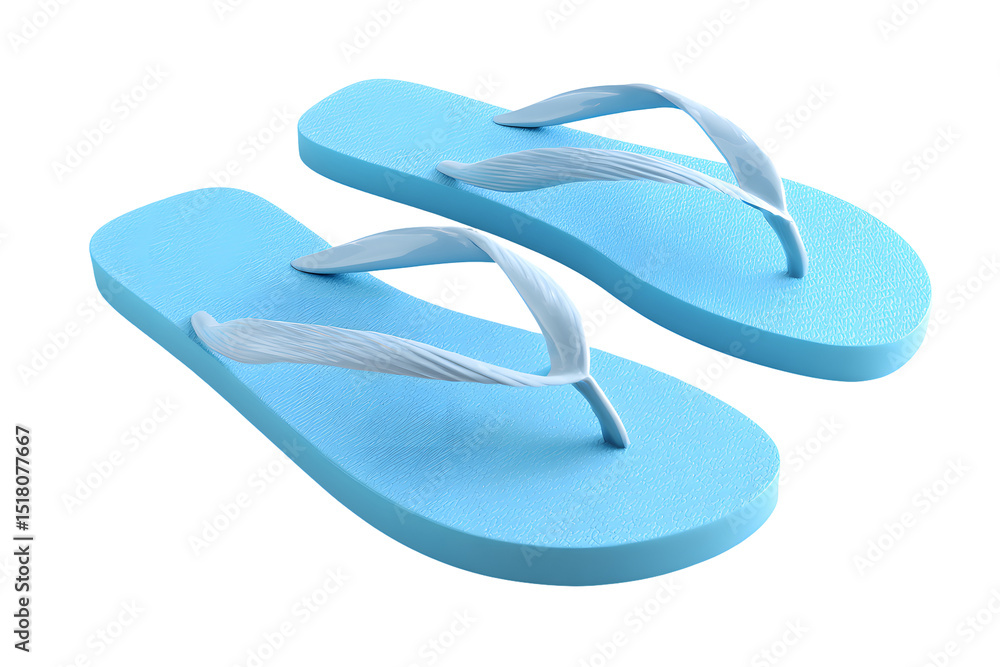 Summer ready: Light blue flip-flops against a stark transparent background for vacation fun Summer ready: Light blue flip-flops against a stark transparent background for vacation fun