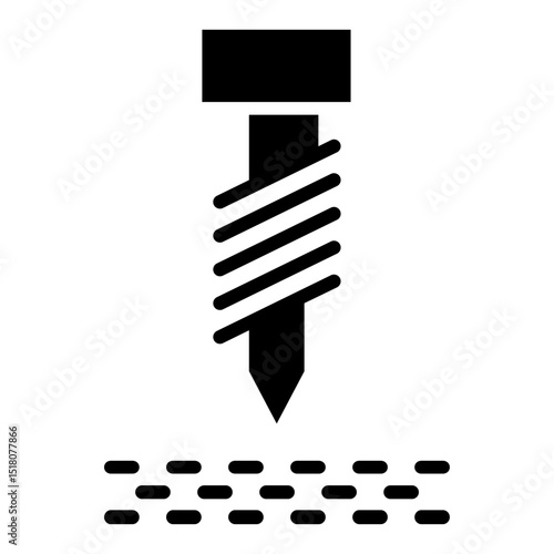 well drilling icon Flat outline fill black and white