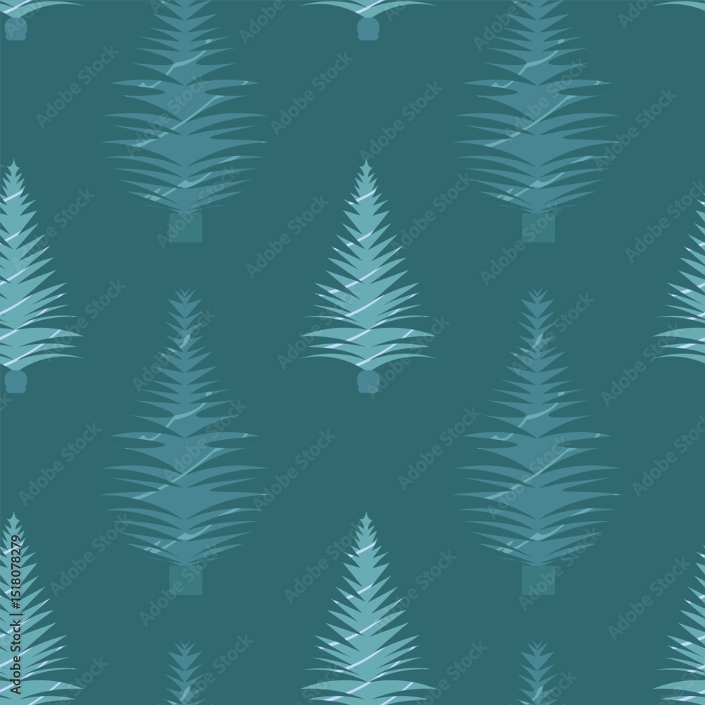 Fototapeta premium Vector seamless pattern with stylized pine trees in minimalistic flat style. Perfect for winter packaging, textiles, gift wrapping, Christmas decorations and digital design.