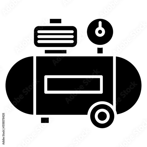 Air compressor icon Flat outline fill black and white