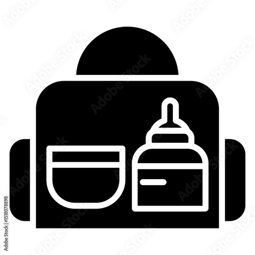 baby bag icon Flat outline fill black and white