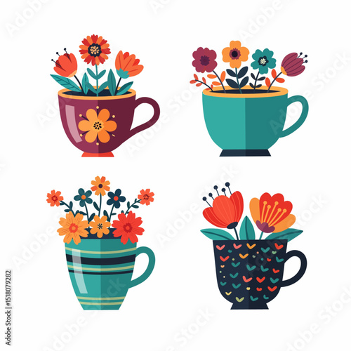Collection flower in pot