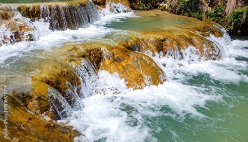 Cascading Water Over Rocks Creates a Peaceful and Invigorating Ambiance