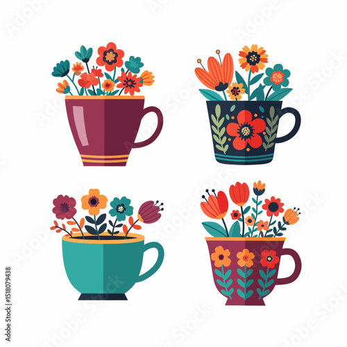 Collection flower in pot