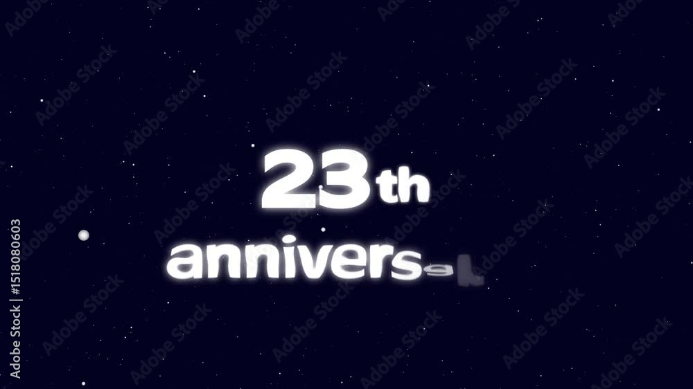 23th Happy Anniversary Text Animation – Celebration, Greeting, Wishes, Message for Events, Holiday, Festival – Festive Animated Design for Special Occasions
23th Happy Anniversary Text Animation – Celebration, Greeting, Wishes, Message for Events, Holiday, Festival – Festive Animated Design for Special Occasions